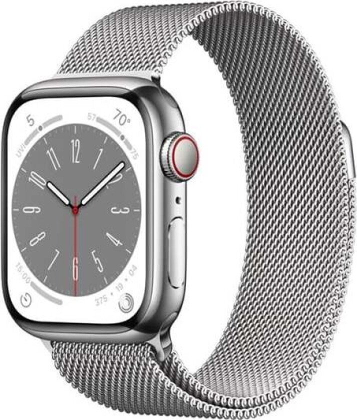 Watch Series 8 GPS + Cellular 41mm Silver Stainless Steel Case with Silver Milanese Loop