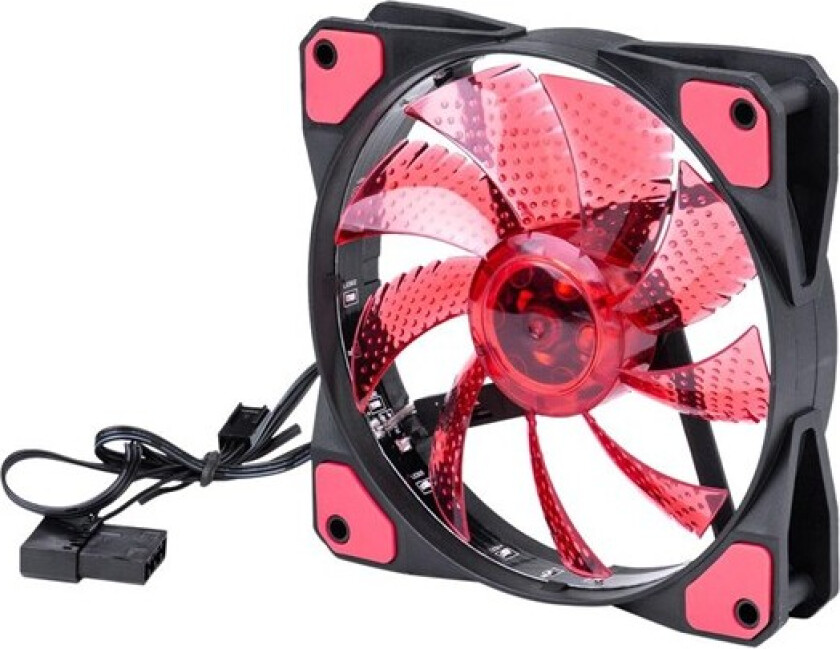 AKY AW-12C-BR System fan 15 LED red AW-12C-B - Kabinettvifte - 120mm - Rød