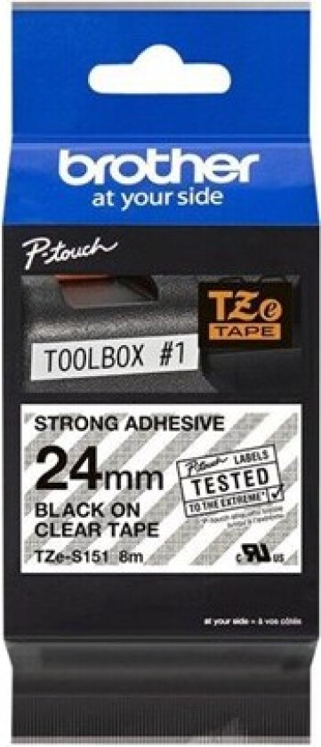 Tape brother 24mm black/clear - tze-s151