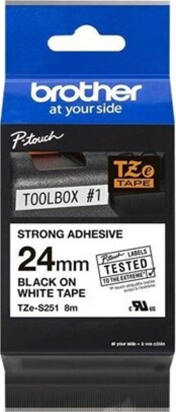 Tape brother 24 mm black/white tze-s251 strong adhesive