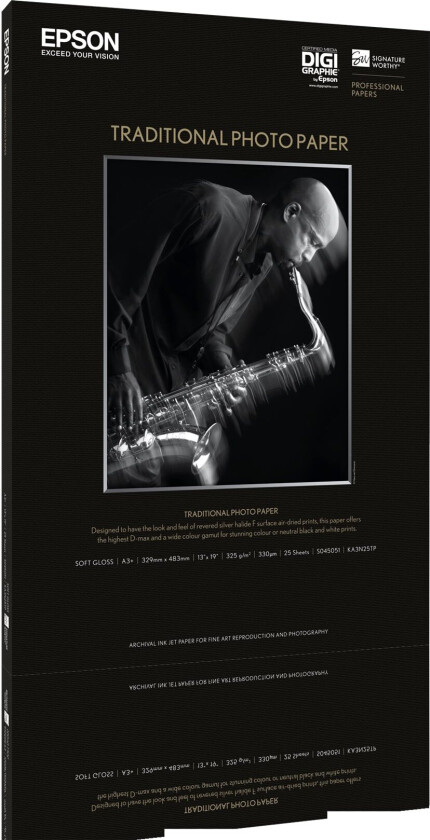 Bilde av Traditional Photo Paper - A2 (420 x 594 mm) - 330 g/m² - 25 ark fotopapir - for SureColor P5000, P800, SC-P10000, P20000, P5000, P7500, P900, P9500