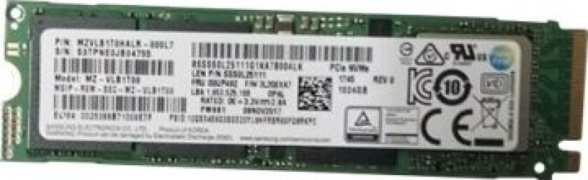 Samsung PM981 - SSD - kryptert - 1.024 TB - intern - M.2 2280 - PCIe 3.0 x4 (NVMe) - TCG Opal Encryption - for ThinkCentre M715q (2nd Gen) M72X M920 ThinkStation P330 Gen 2 P520