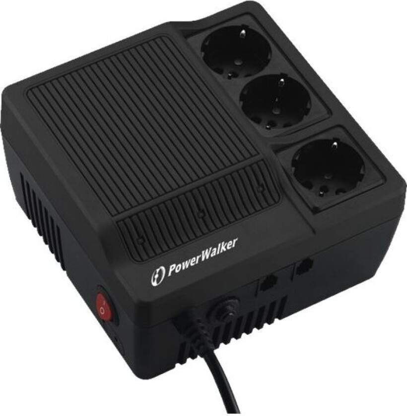 BlueWalker PowerWalker AVR 1000 - Automatisk spenningsregulator - AC 220/230/240 V - 600 watt - 1000 VA - utgangskontakter: 3 - svart