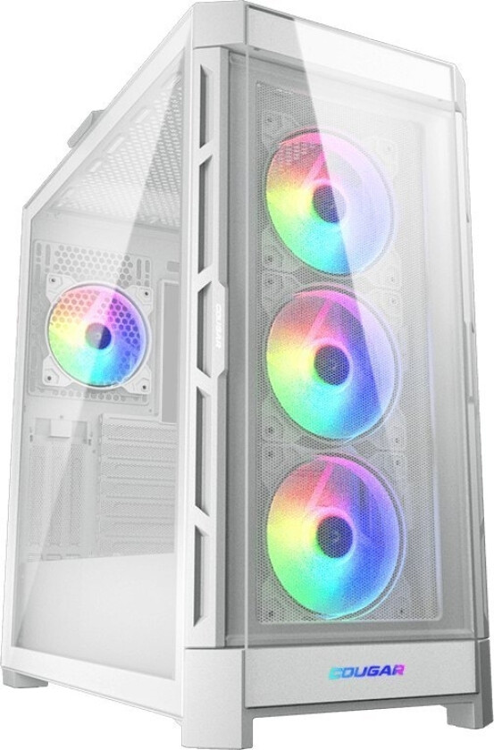 COUGAR Gaming Duoface Pro RGB, Midi Tower, PC, Hvit, ATX, EATX, Micro ATX, Mini-ITX, SSI CEB, Metall, Herdet glass, Spilling