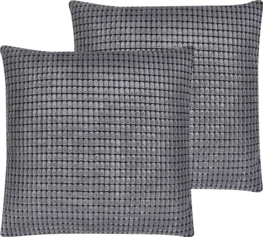 2 velour pynteputer geometrisk mønster 45 x 45 cm grå ASPIDISTRA