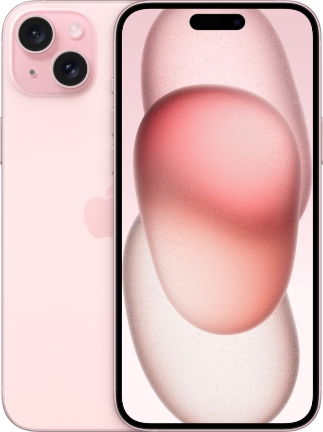iPhone 15 Plus - 5G smartphone - dobbelt-SIM / Internminne 256 GB - OLED-display - 6.7 - 2796 x 1290 pixels - 2x bakkameraer 48 MP, 12 MP - front camera 12 MP - rosa