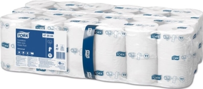 Mid-Size kjerneløst toalettpapir, T7, universal 1-lags