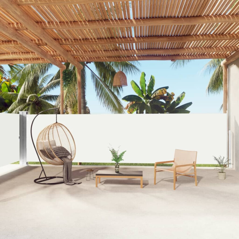 Uttrekkbar sidemarkise 160x1000 cm kremhvit