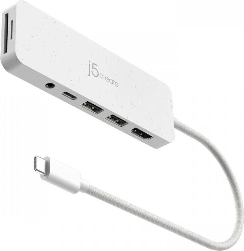 J5create Usb-C Multi-Port Hub Med 60w Strømforsyning - Hvit