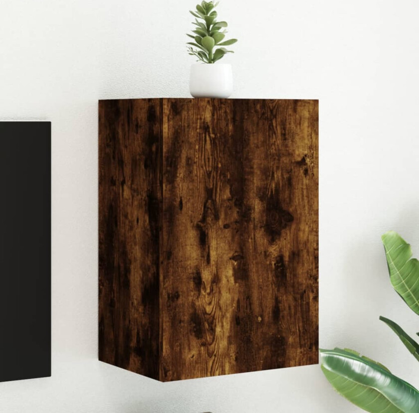 Vegghengt TV-benk røkt eik 40,5x30x60 cm konstruert tre