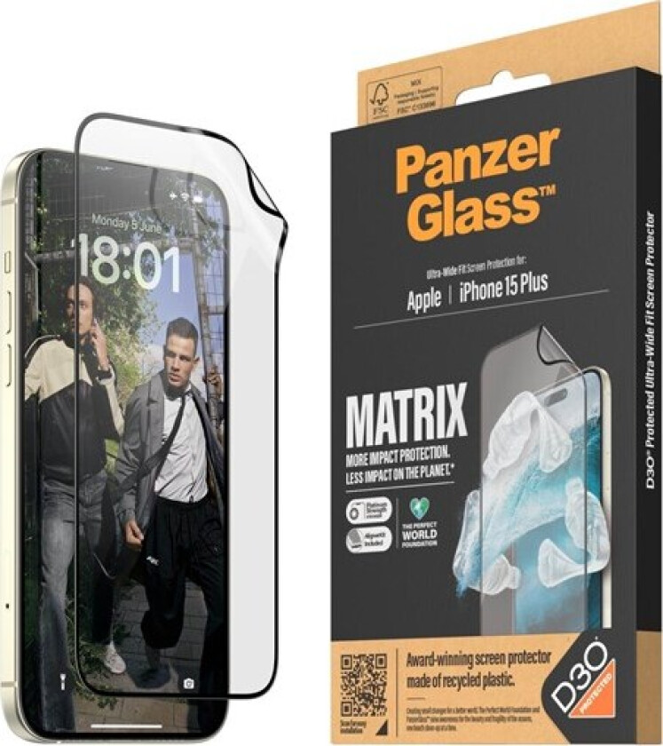 ™ Ultra-Wide Fit - Skjermbeskyttelse for mobiltelefon - Matrix Protection Apple iPhone 15 Plus