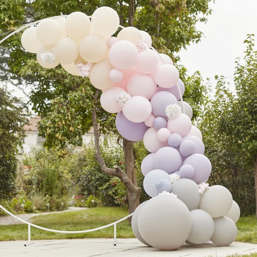 Ballongbue Luxe Rosa, Lilla og Grå med hortensia