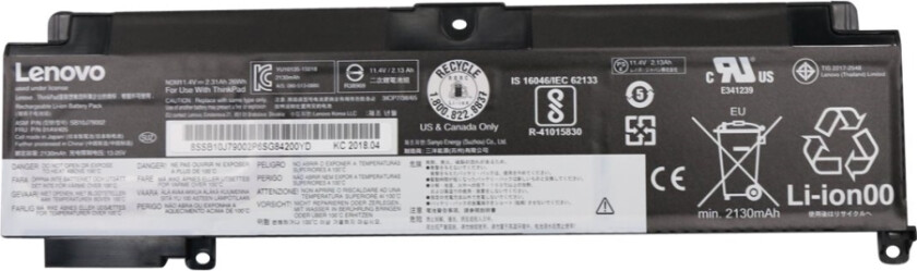 - Batteri til bærbar PC - litiumion - 3-cellers - 26 Wh - for ThinkPad T460s 20F9, 20FA T470s 20HF, 20HG, 20JS, 20JT