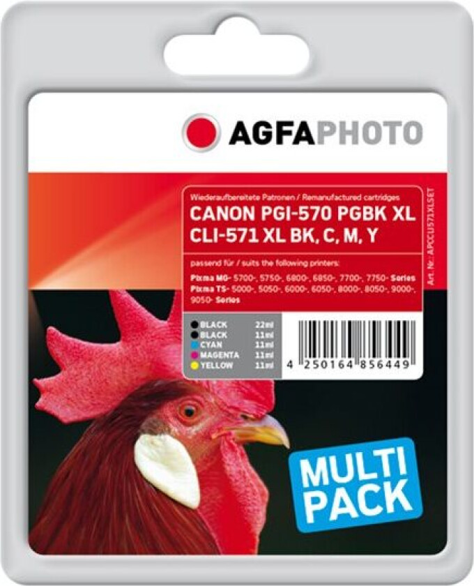 Photo - 5-pack - svart, gul, cyan, magenta - kompatibel - gjenfabrikert - blekkpatron - for Canon PIXMA TS5051, TS5053, TS5055, TS6050, TS6051, TS6052, TS8051, TS8052, TS9050, TS9055