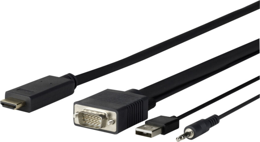 Pro - HDMI-kabel - HDMI hann til USB, HD-15 (VGA), mini-phone stereo 3.5 mm hann - 5 m