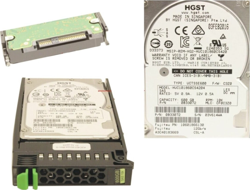 - Harddisk - 600 GB - intern - 2.5 - SATA - 10000 rpm - oppusset - for Fujitsu PRIMERGY RX300 S8 (2.5)