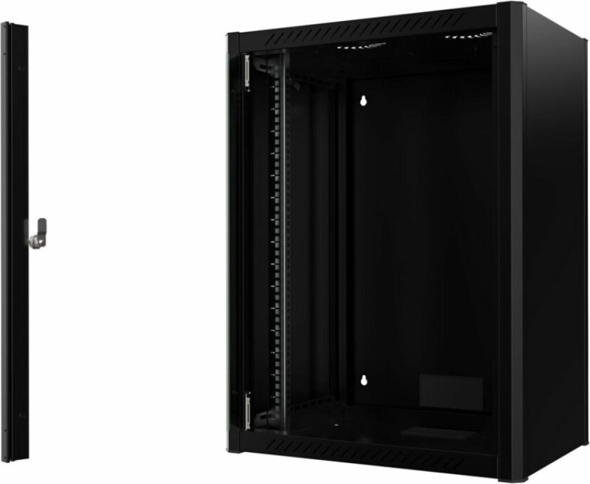 - Rack skap - 60 x 45 - veggmonterbar - svart, RAL 9005 - 16U - 19