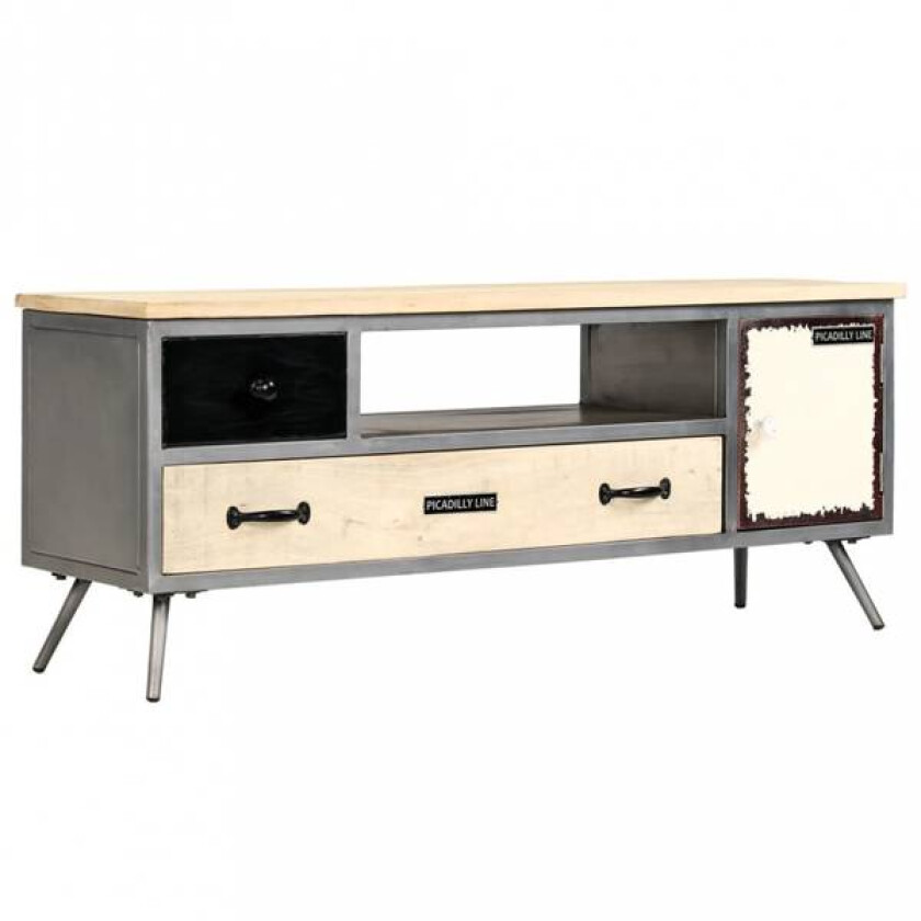 TV-benk heltre mango og stål - 120x30x45 cm