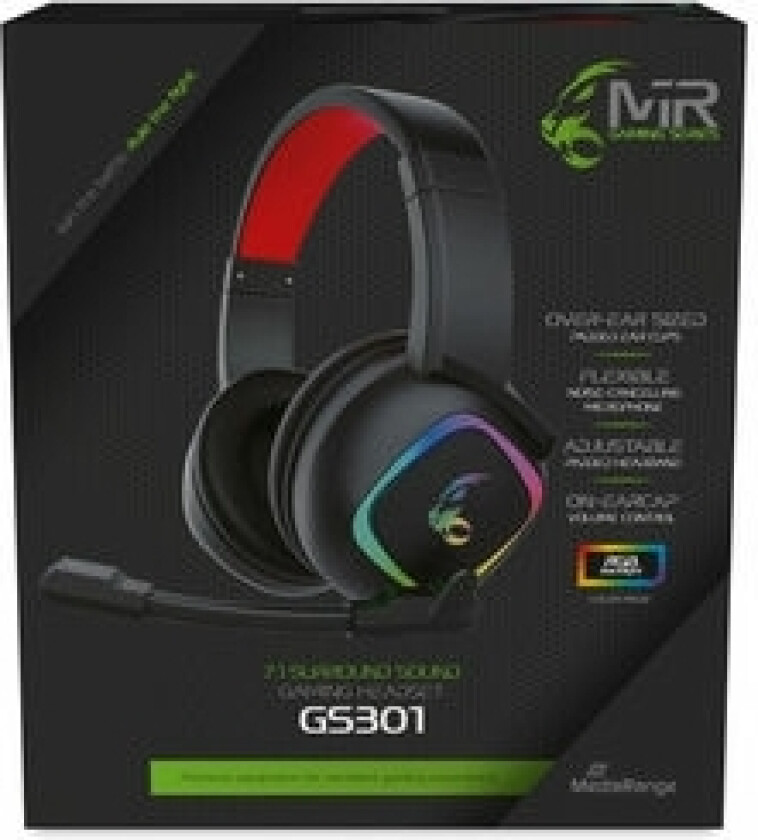 Gaming headset GS301, svart/rød, MRGS301, MEDIARANGE