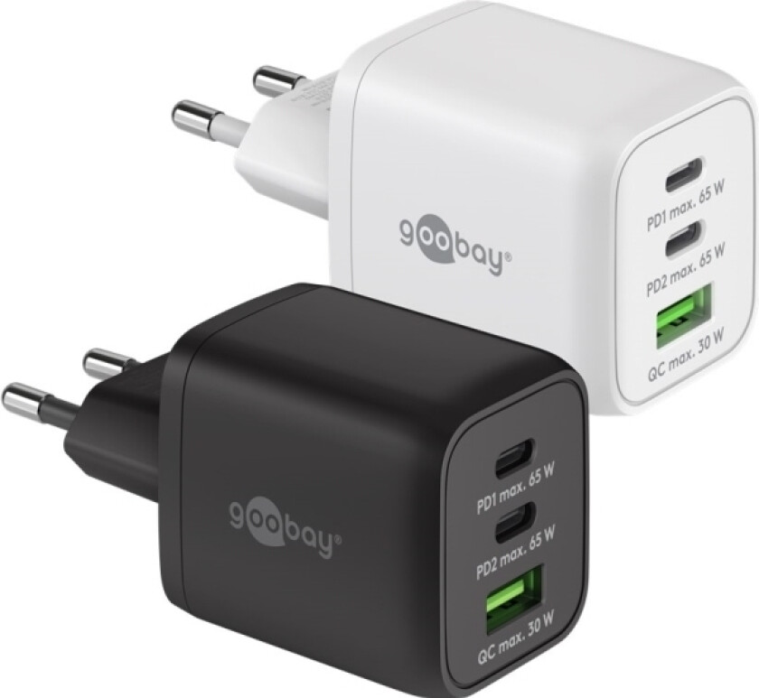 USB-C™ PD GaN multiport hurtiglader Nano (65 W) hvit
