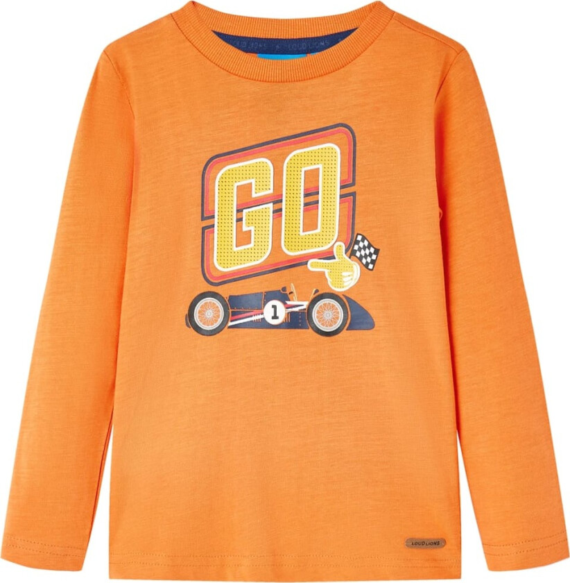 T-skjorte for barn med lange ermer mørkeoransje 128