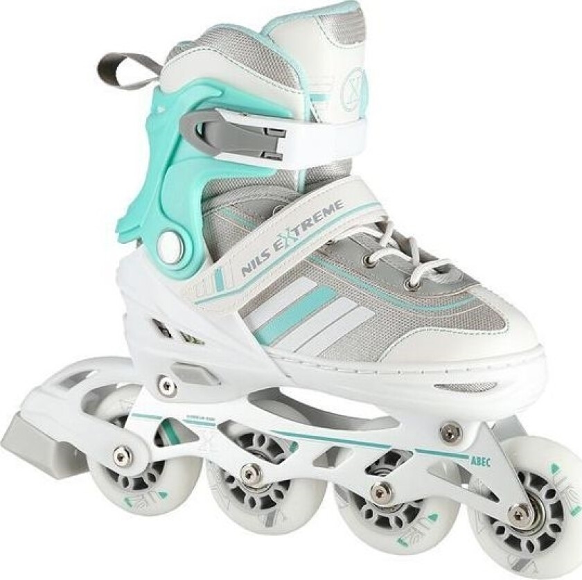 NH18191 rulleskøyter med utskiftbar, justerbar løper, hvit, størrelse 29-33