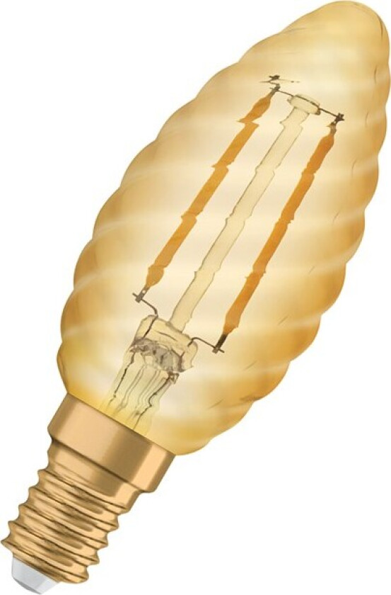 OSRAM Vintage 1906 - LED-filamentlyspære - form: BW35 - E14 - 1.5 W (ekvivalent 12 W) - klasse G - varmt hvitt lys - 2400 K - gull