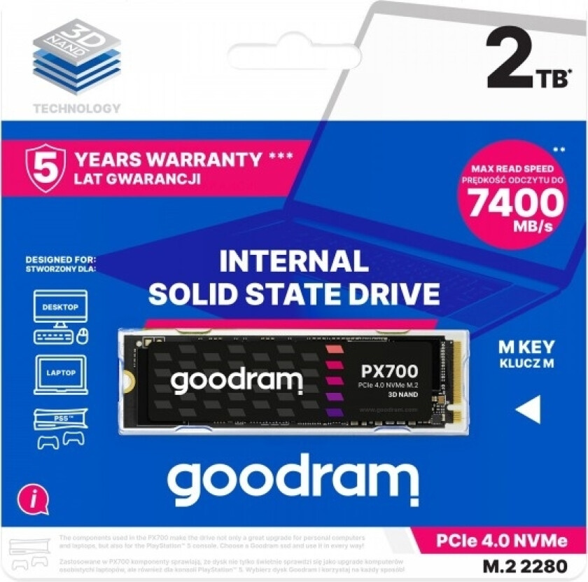 Harddisk GoodRam PX700 SSD SSDPR-PX700-02T-80 2 TB SSD