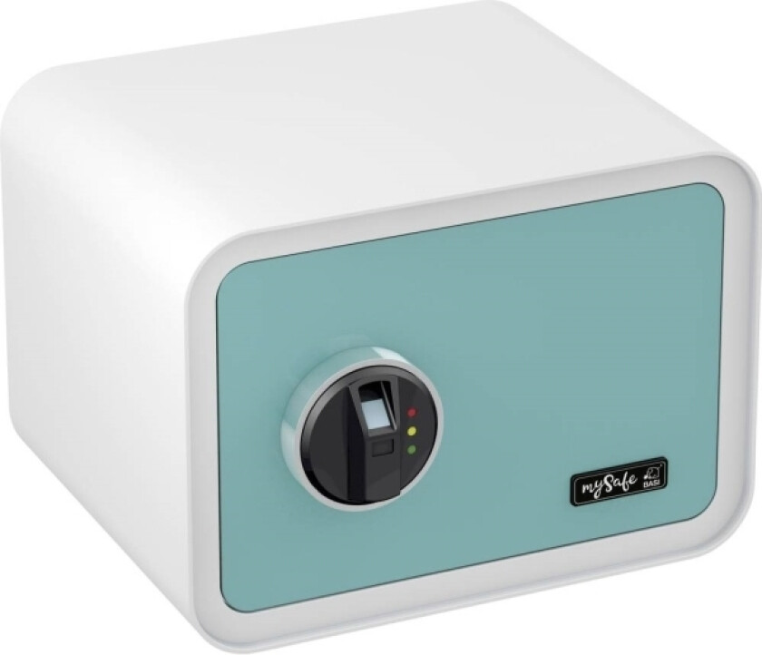 BASI mySafe 350, Frittstående safe, Blå, Hvit, Elektronisk, Fingeravtrykksleser, Batteri, AA, 350 mm
