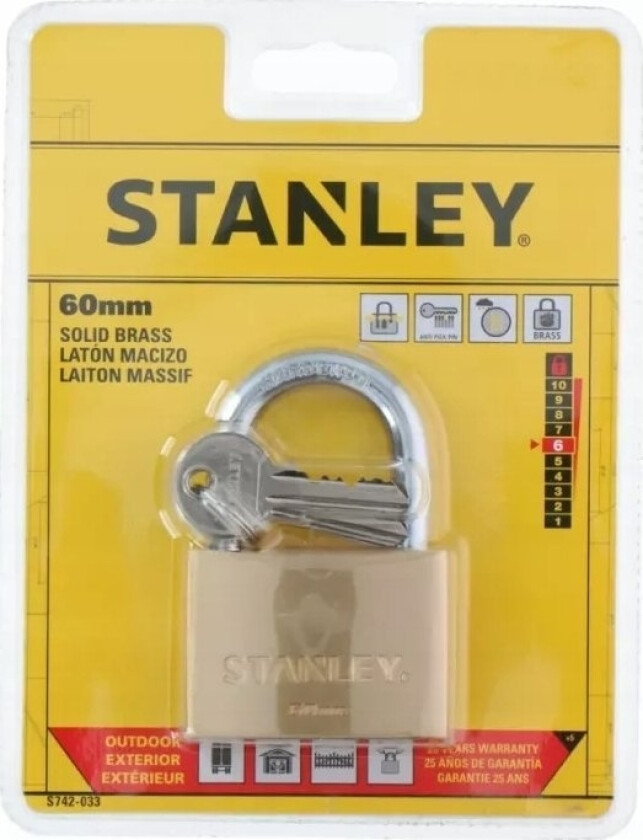 Stanley S742-033 Hængelås 60 mm Nøglelås
