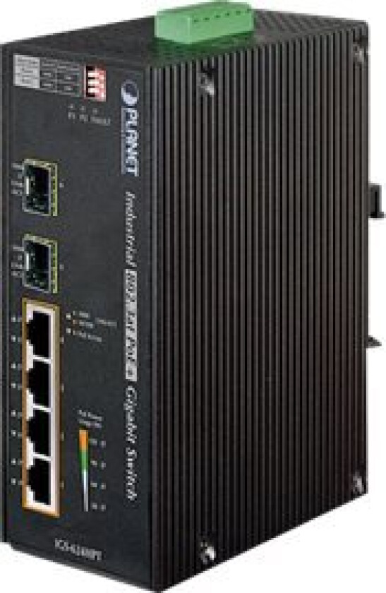 Planet Technology PLANET IGS-624HPT - Switch - 4 x 10/100/1000 (PoE+) + 2 x Gigabit SFP - DIN-skinnemonterbar, veggmonterbar - PoE+ (120 W) - DC-strøm