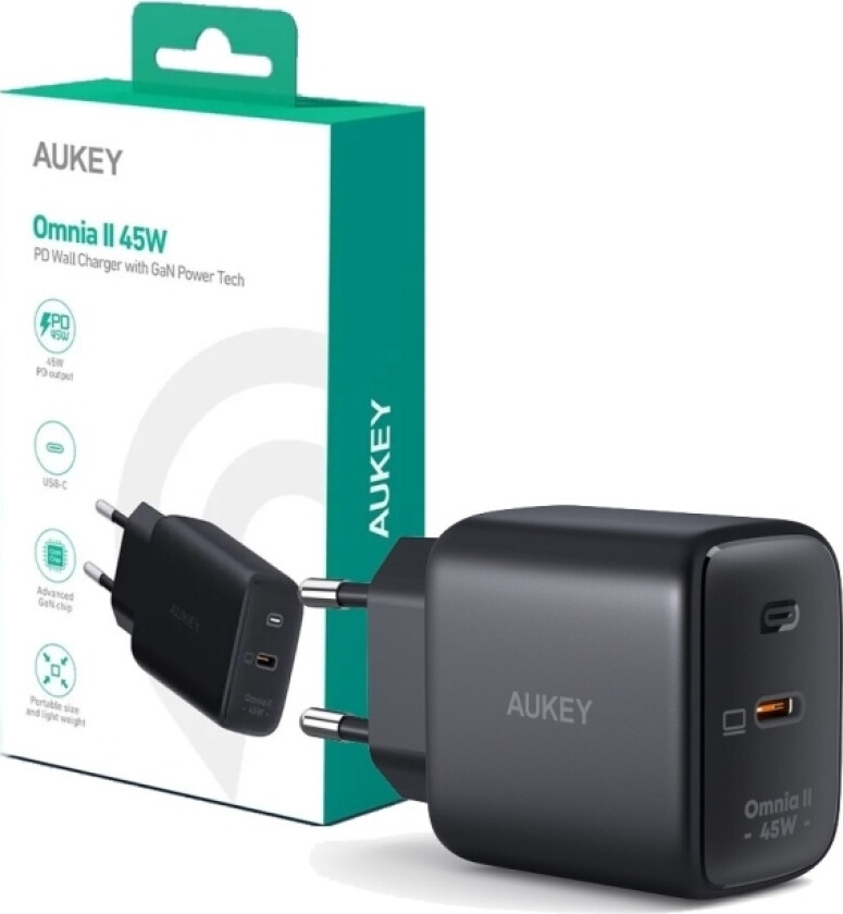 Aukey lader Aukey GaN lader, USB-C, PD 45W