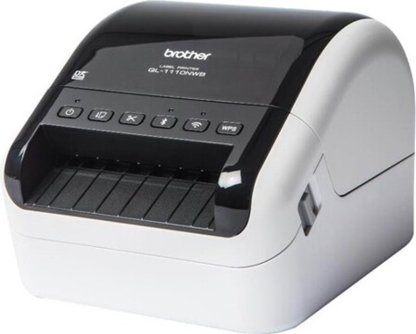 Bilde av QL-1110NWBc - Etikettskriver - direkte termisk - Rull (10,36 cm) - 300 x 300 dpi - opptil 68 etiketter/min. - USB, LAN, Wi-Fi(n), Bluetooth 5.2 - kutter - svart, blank hvit