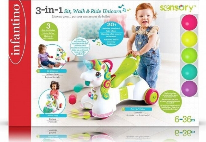 Infantino 3-in-1 pusher ride-on ride Unicorn