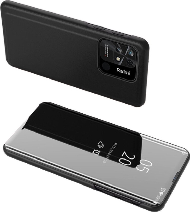 Hurtel Clear View Veske til Xiaomi Redmi 10C, deksel med klaff, svart