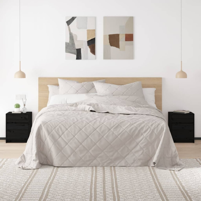 Nattbord 2 stk 40x31x50 cm heltre furu svart