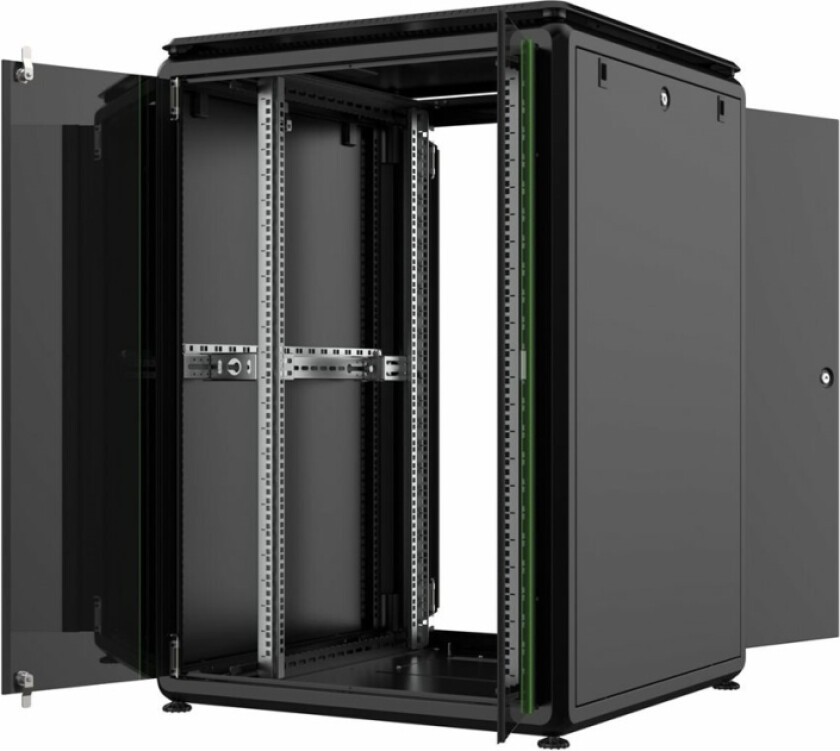 by Logon Data Line - Rack skap - 800 x 800 mm, data line - free-standing - svart, RAL 9005 - 22U - 19