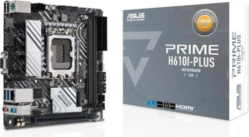 PRIME H610I-PLUS-CSM Hovedkort - Intel H610 - Intel LGA1700 socket - DDR5 RAM - Mini-ITX