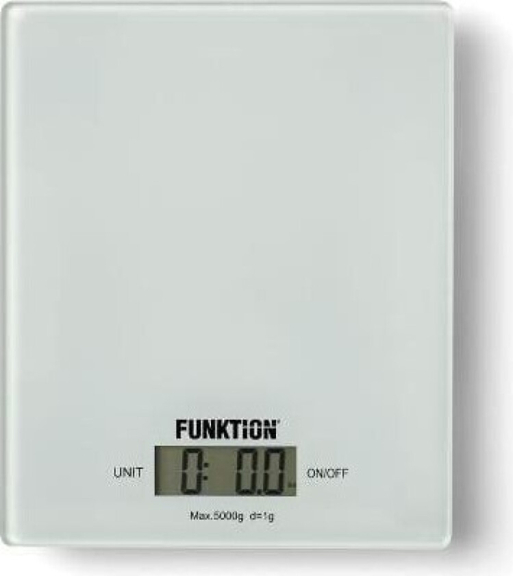 Kjøkkenvekt Kitchen scale glass white 5kg/1g.