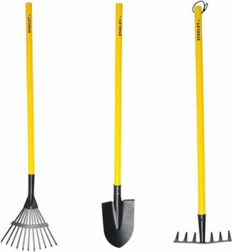 3 PC Garden Tool Set: Garden Hoe Leaf Rake Shove