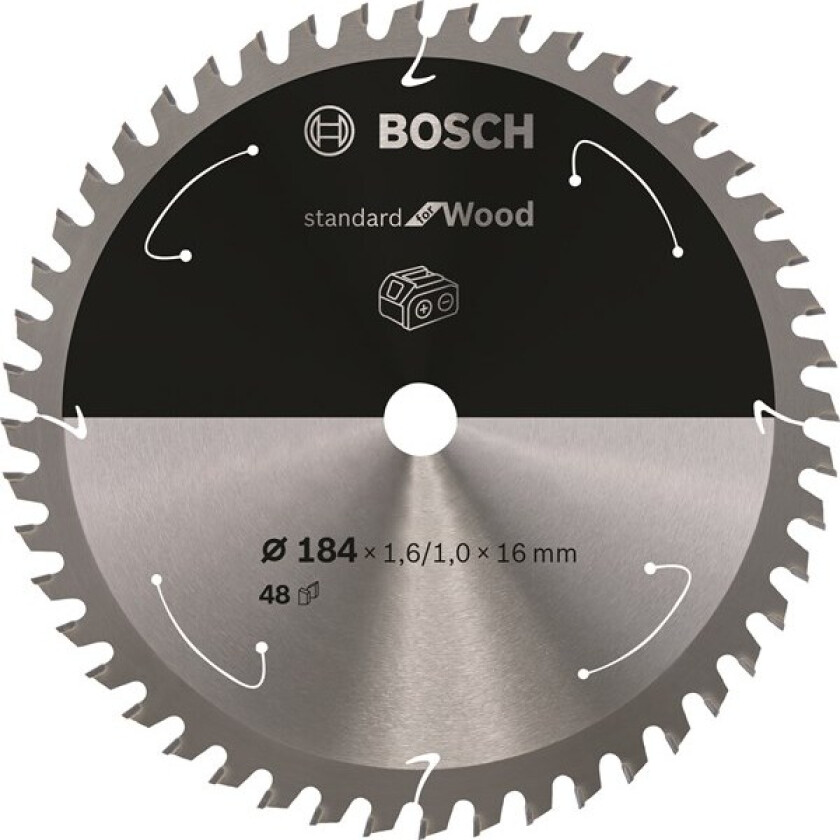 Standard for Wood-sirkelsagblad for batteridrevne sager 184x1,6/1x16 T48