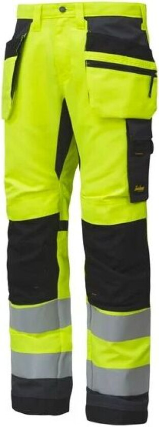 Bukse 6230 gul 56 snickers highvis kl 2 hylsterlommer