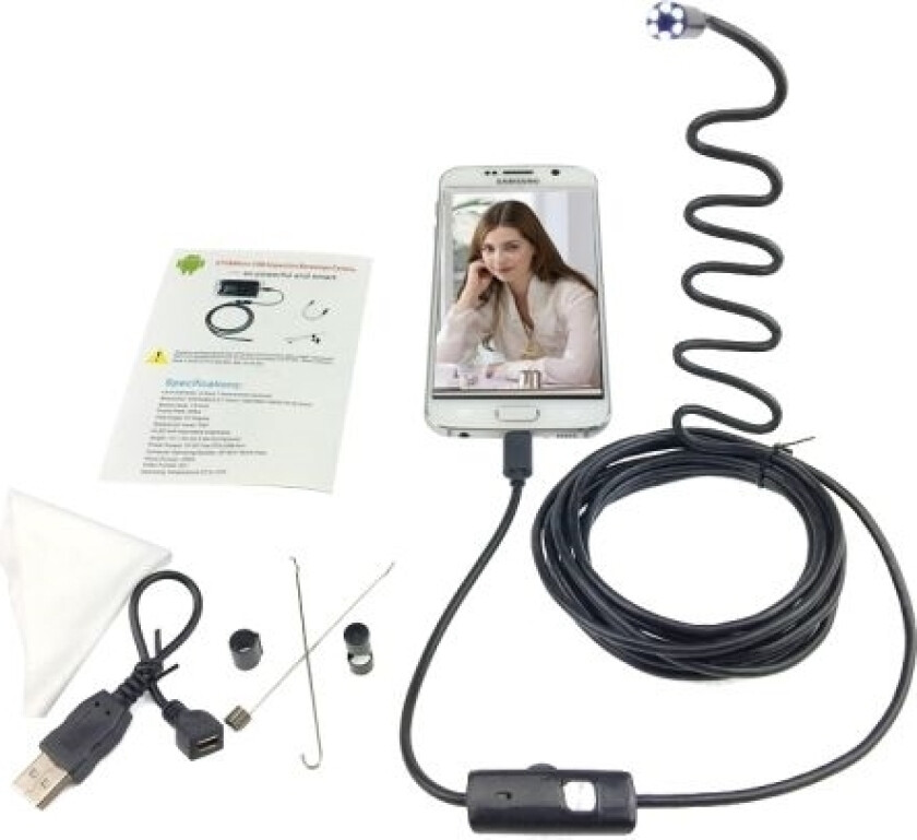 Endoskop / Inspeksjonskamera For Android Usb 5m 5,5mm