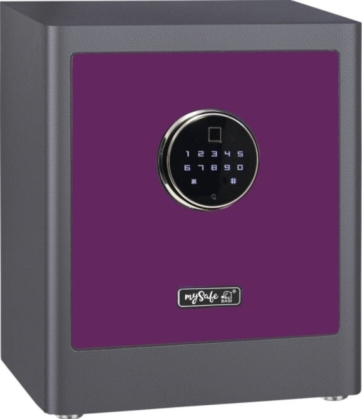 BASI mySafe Premium 350, Frittstående safe, Bærsmak, Grå, Kode, Elektronisk, Fingeravtrykksleser, 1 hyller, Batteri, AA