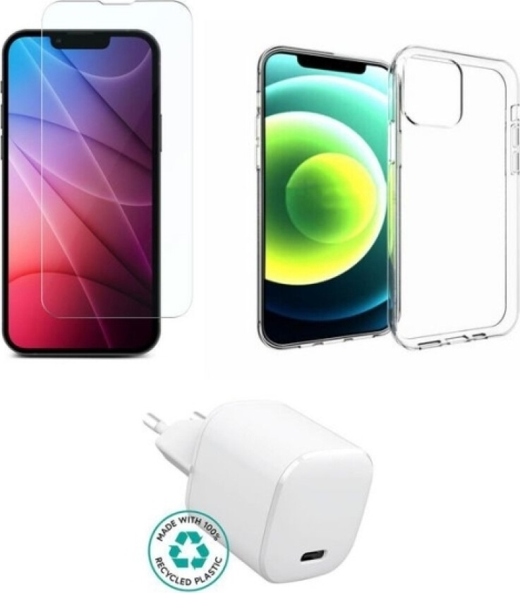 - Tilbehørssett for mobiltelefon - charger, cover, glass - for Apple iPhone 13 Pro