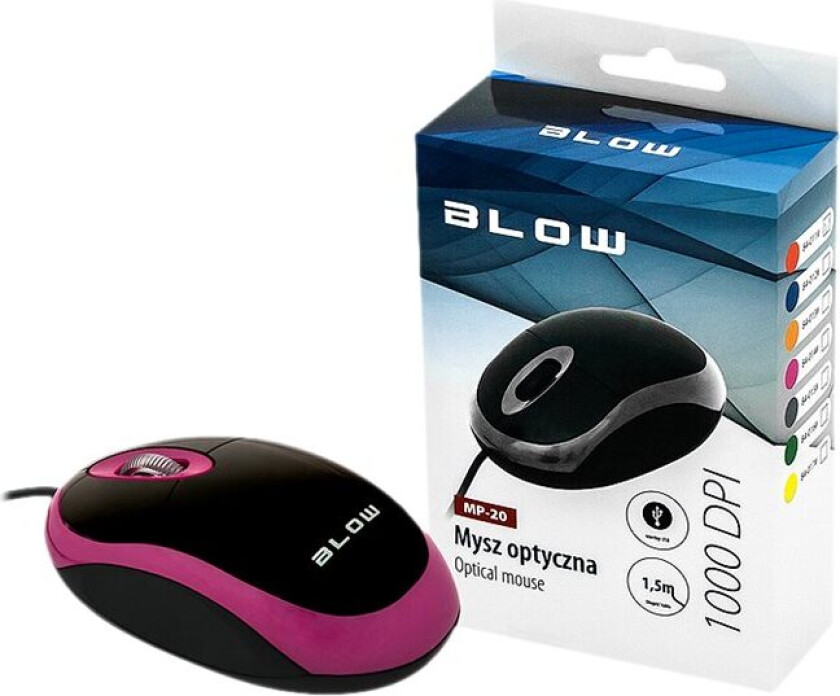 BLOW 84-014# BLOW optisk mus MP-20 USB rosa