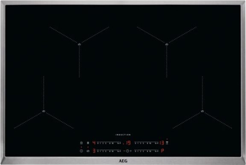 IAE84411XB - Induksjonskomfyrtopp - 4 plater - Nisje - bredde: 75 cm - dybde: 49 cm - med pynt av rustfritt stål - svart