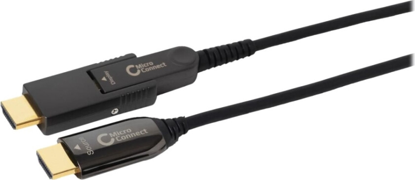 Bilde av MicroConnect - Sett for HDMI-kabel med Ethernet - 10 m - hybridkobber / fiberoptikk - svart - aktiv optisk hybridkabel, støtte for Dolby TrueHD, 4 K 60 Hz (4096 x 2160) støtte