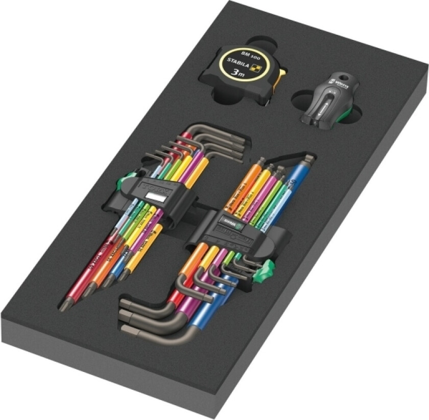 05150140001, L-formet hex-nøkkelsett, Metrisk, 20 stykker, 1.5,2,2.5,3,4,5,6,8,10 mm, 405 mm, 185 mm