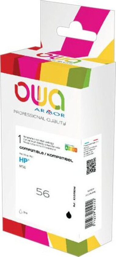 OWA - 21 ml - svart - kompatibel - boks - gjenfabrikert - blekkpatron (alternativ for: HP 56) - for HP Deskjet 450, 55XX Officejet 6110 Photosmart 7150, 7350, 7550 psc 21XX, 2210